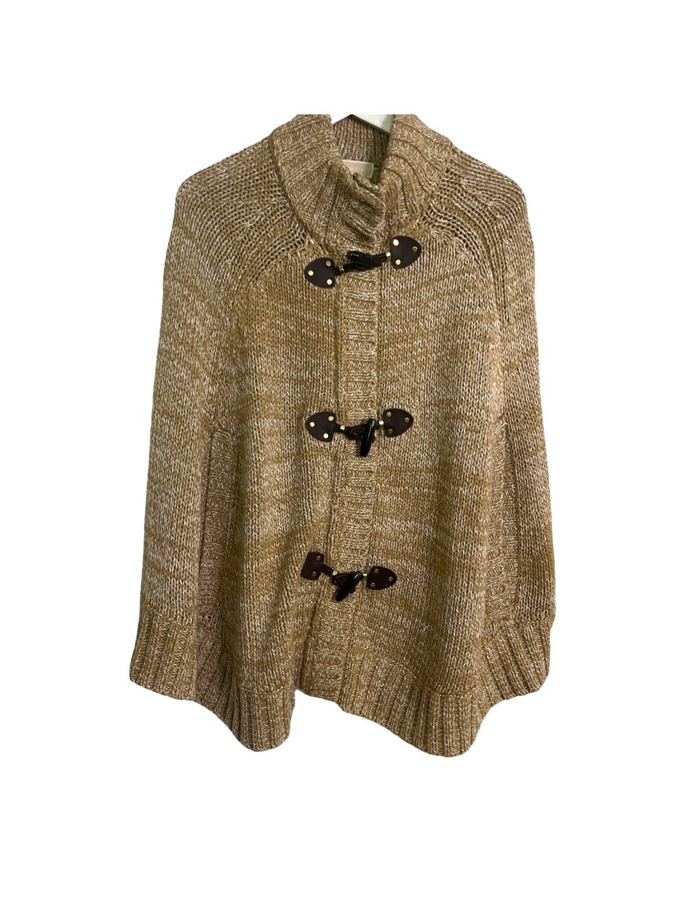 Michael Michael Kors Toggle Knit Cape Sweater Dark Camel NWT Women'sn Size M